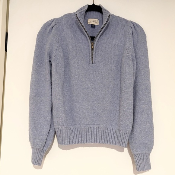 Universal Thread Sweaters - Universal Thread 1/4 Zip Puff-Sleeve Sweater Blue, Size XS
